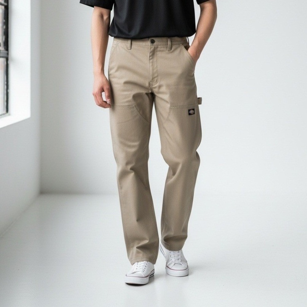 Dickies Relaxed Straight Double Knee Work Pants Khaki Tan Mens 34x32 WP852DS